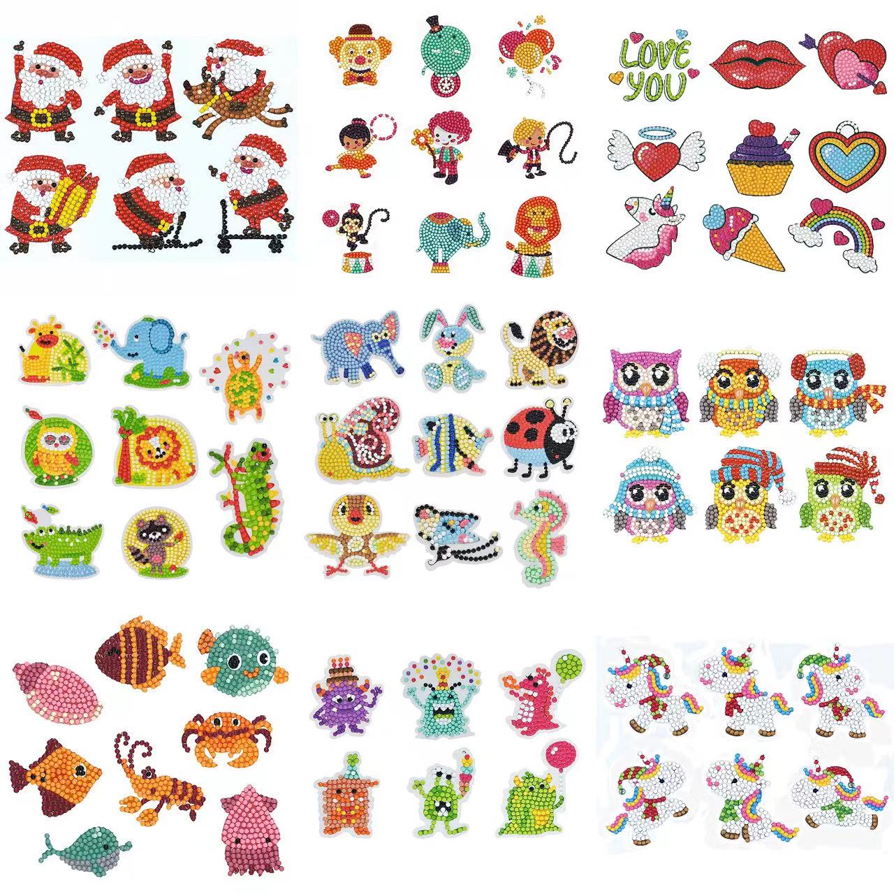 Resin Art Sticker - DIY 만화 패턴 다이아몬드 페인팅 스티커,