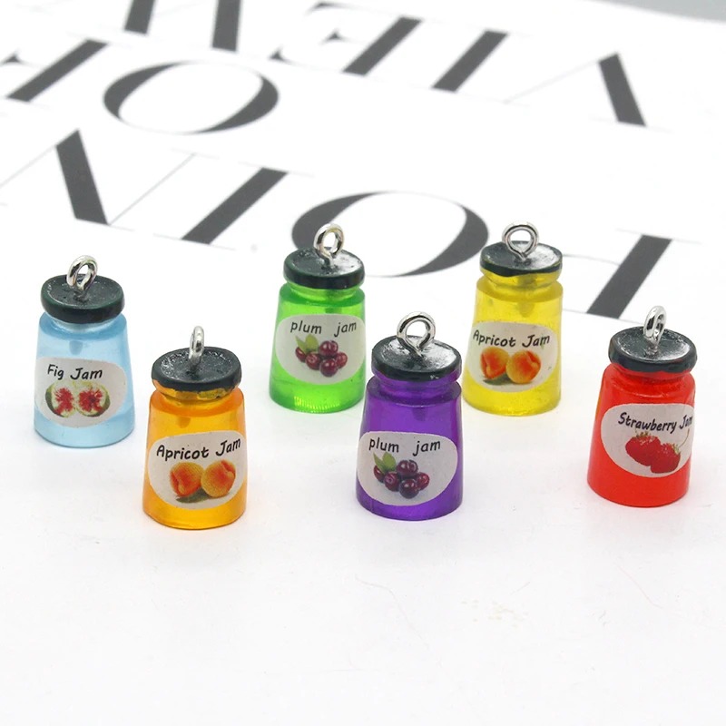 Resin Art Bracelet - 10개/팩 딸기 사과 과일잼 레진 귀걸이