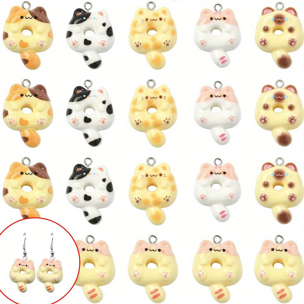 Resin Art Bracelet - 4/14/28개 멀티 컬러 고양이 모양 장식