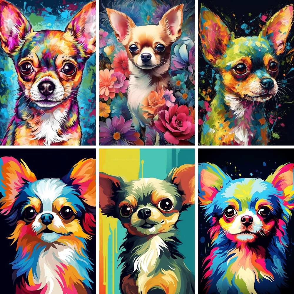 Resin Art Wall Decor - 5D 치와와 개 DIY 다이아몬드 페인팅,