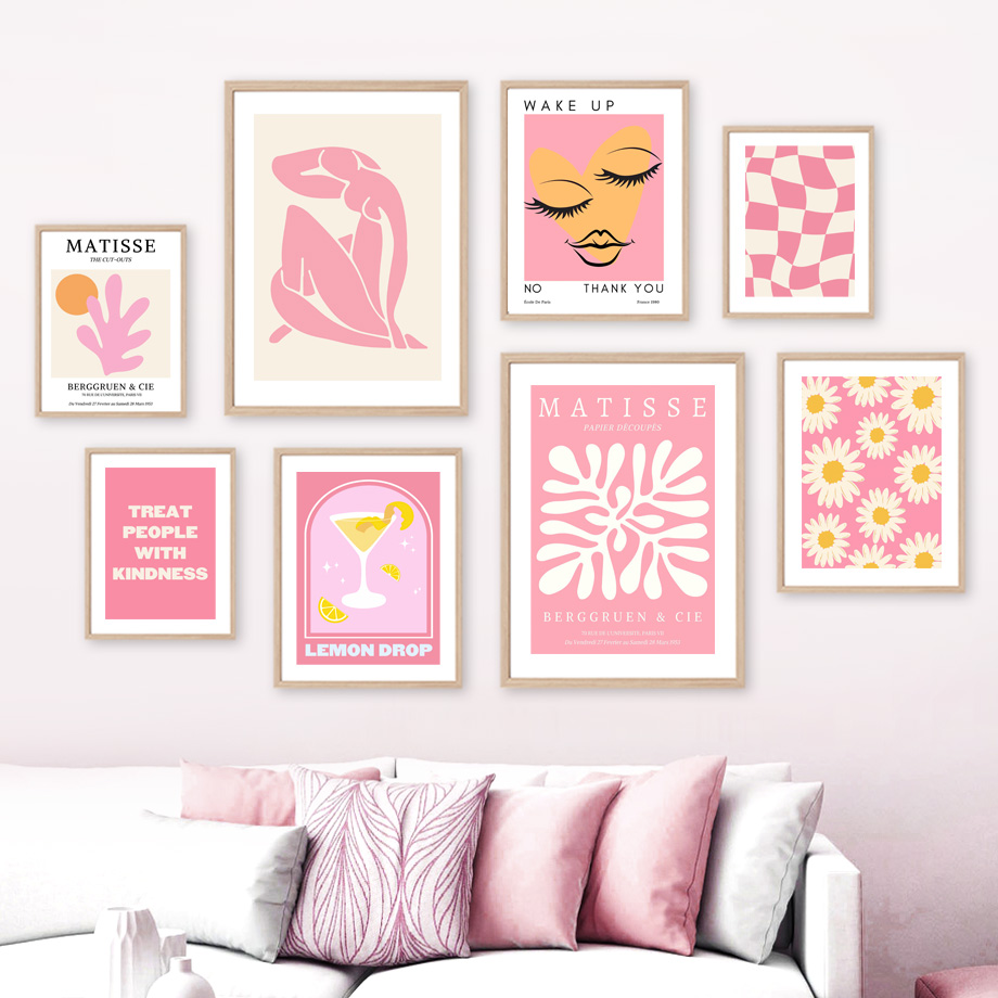 Resin Art Wall Decor - 마티스 여성 나뭇잎 꽃 음료 천사