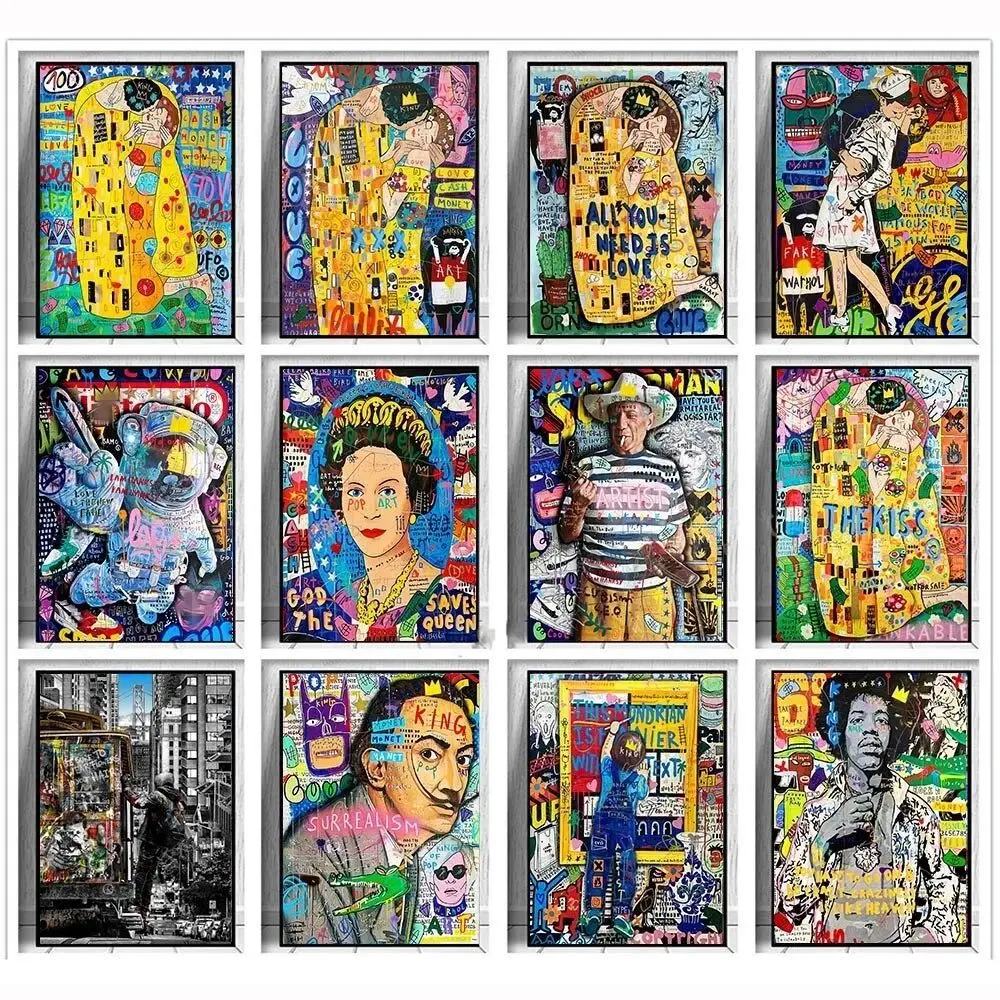 Resin Art Wall Decor - 뱅크시 아트 구스타프 클림트 키스 그래피티
