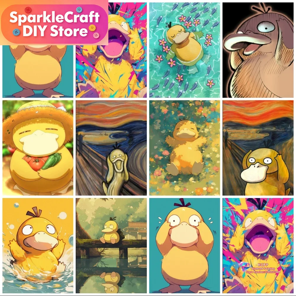 Resin Art Wall Decor - 1pc 프레임리스 Psyduck 만화 5D 다이아몬드