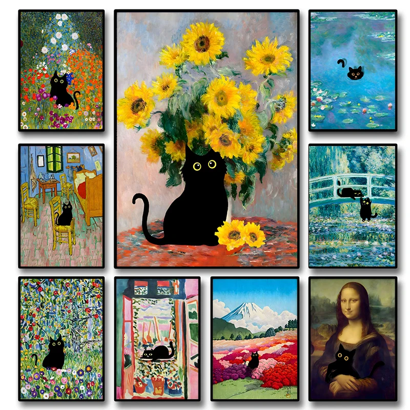 Resin Art Wall Decor - 재미있는 검은 고양이 세계적으로 유명한 화가