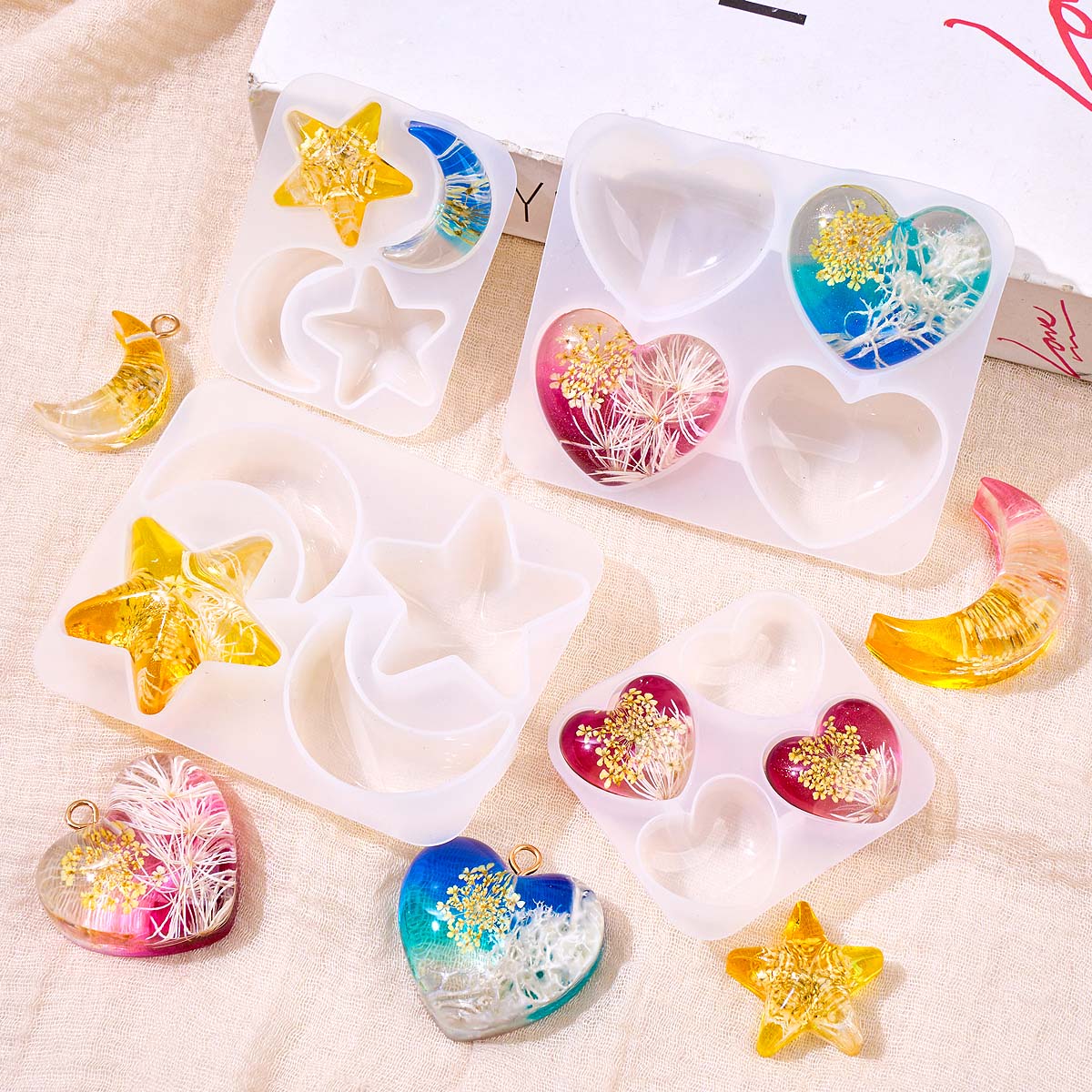 하트 스타 문 펜던트 실리콘 몰드 DIY 에폭시 레진  - Resin Art Glue 리뷰 및 가격