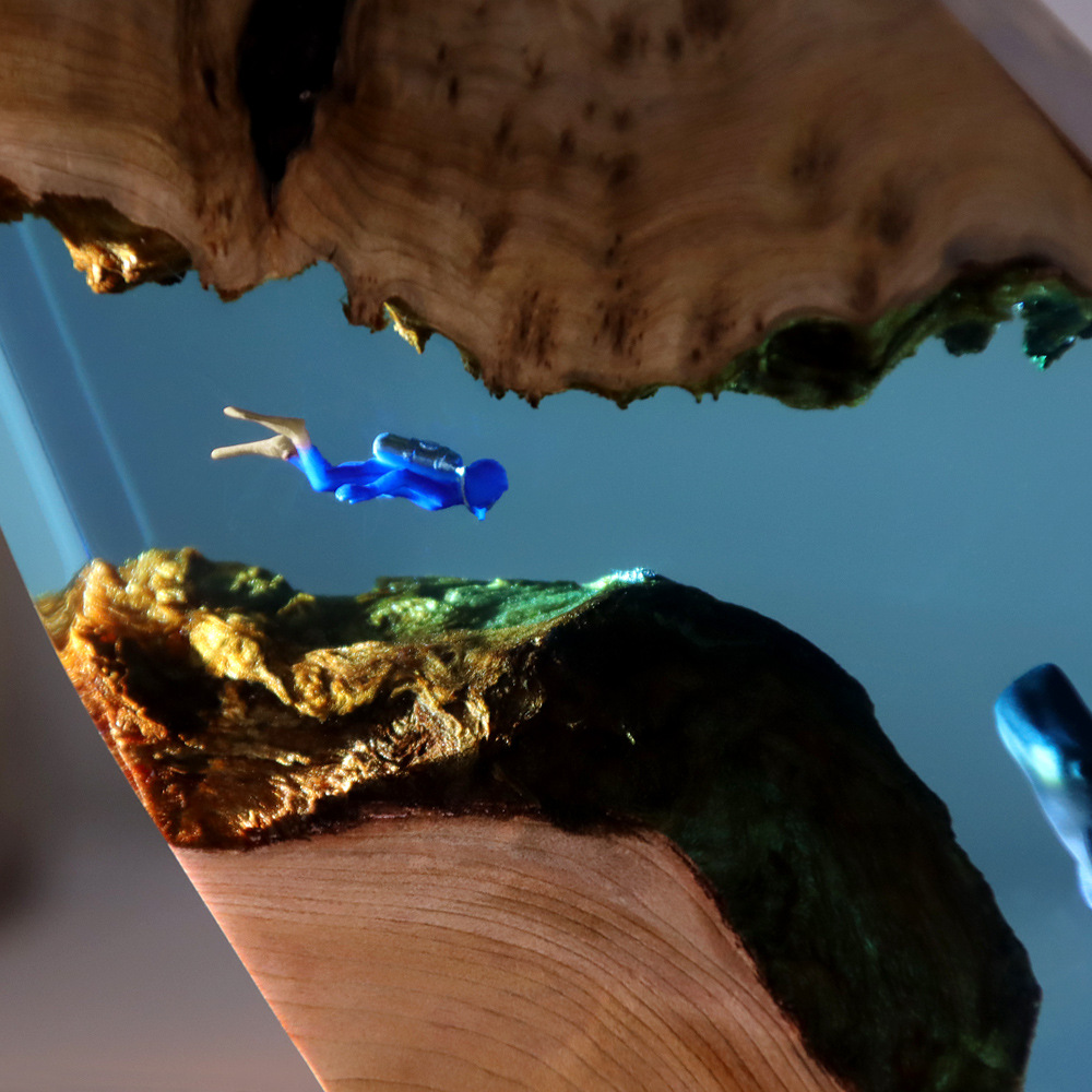 새로운 수중 동굴 고래 다이버 홈 데스크 장식품 원목  - Resin Art Underwater 리뷰 및 가격
