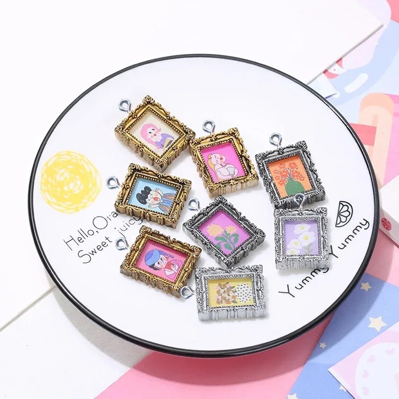 10개 플랫백 카보숑 빈티지 레진 사진 프레임 참 펜던 - Resin Art Bracelet 리뷰 및 가격