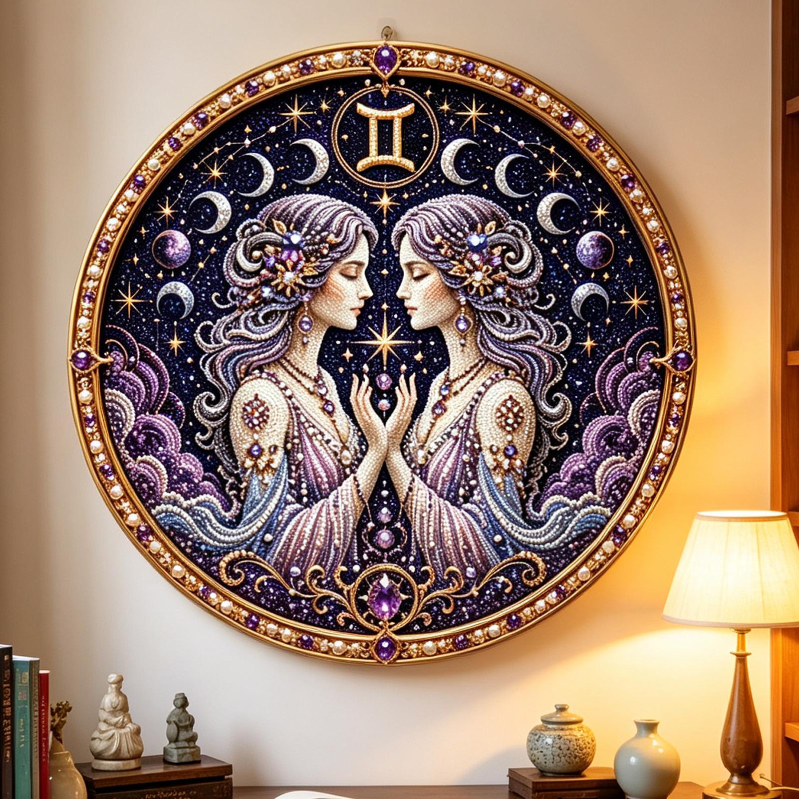 12개의 별자리 진주 아트 키트, 원형 별자리 테마 D - Resin Art Wall Decor 리뷰 및 가격