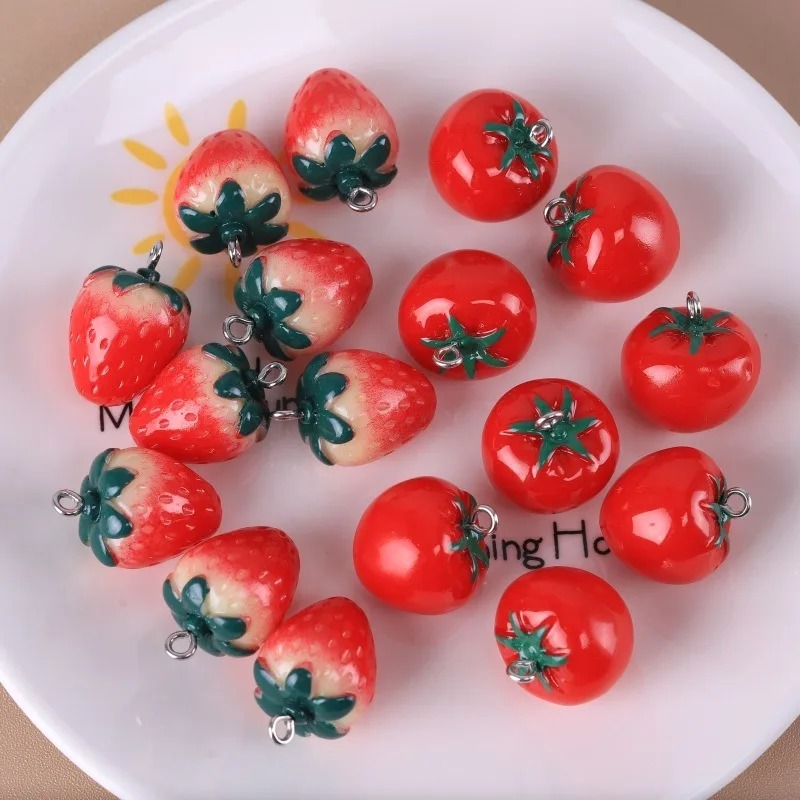 10 조각 현실적인 3D 딸기 토마토 사과 미니 과일  - Resin Art Bracelet 리뷰 및 가격