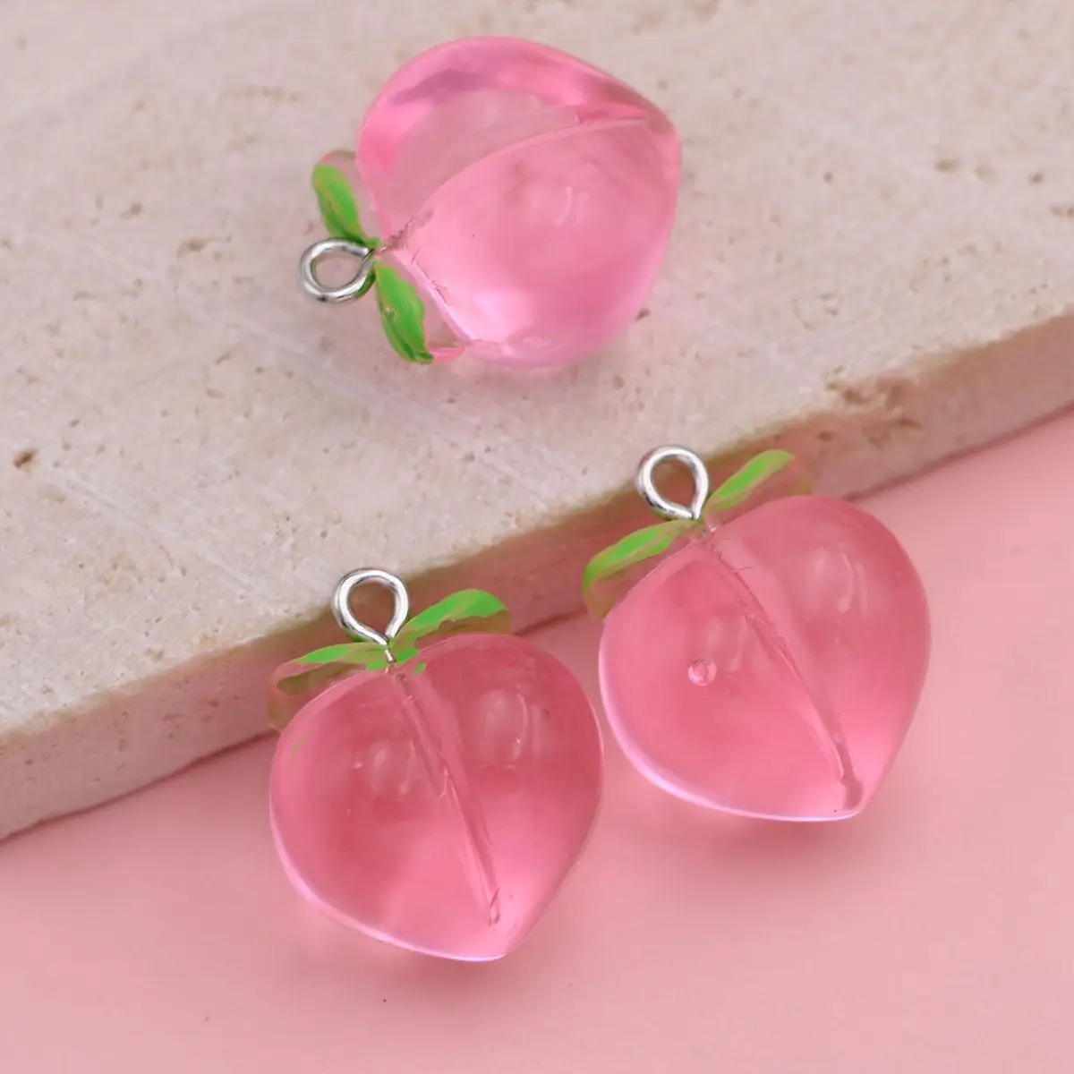 10개 미니 3D 핑크 복숭아 과일 펜던트, DIY 팔 - Resin Art Bracelet 리뷰 및 가격