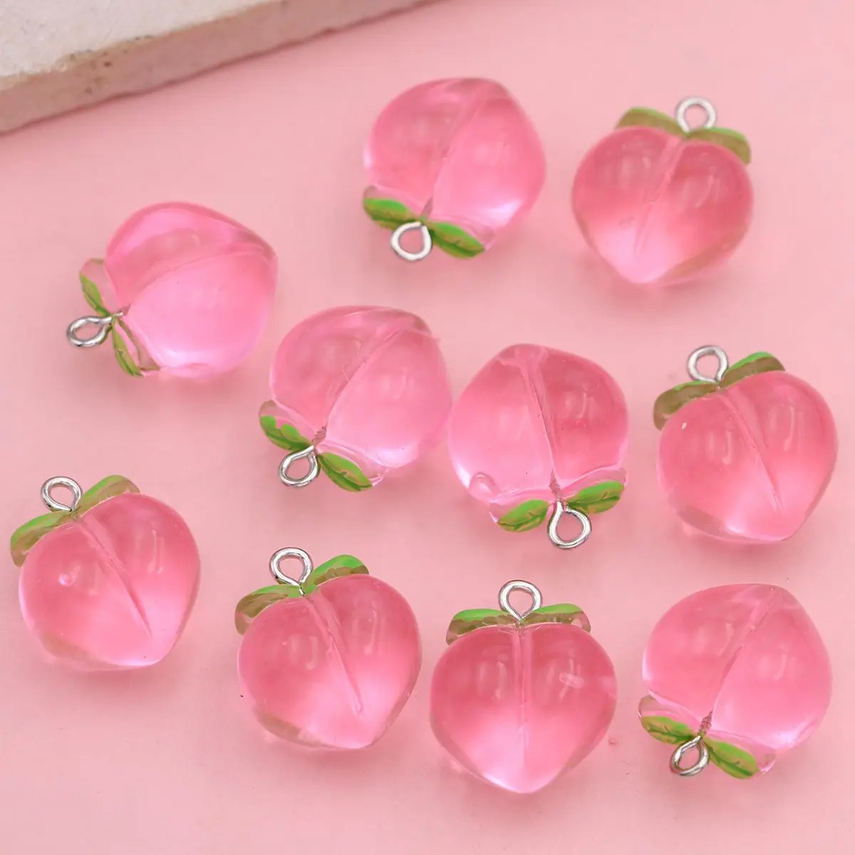 10개 미니 3D 핑크 복숭아 과일 펜던트, DIY 팔 - Resin Art Bracelet 리뷰 및 가격